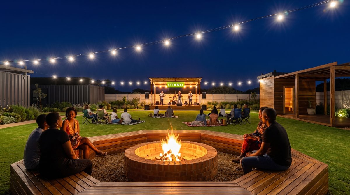 The event lawn at night (indicative render)